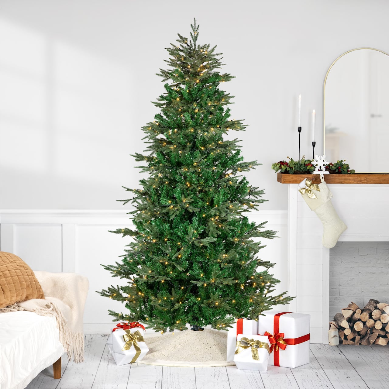 7.5ft. Pre-Lit Real Touch™️ Hudson Fir Artificial Christmas Tree, Warm White LED Lights